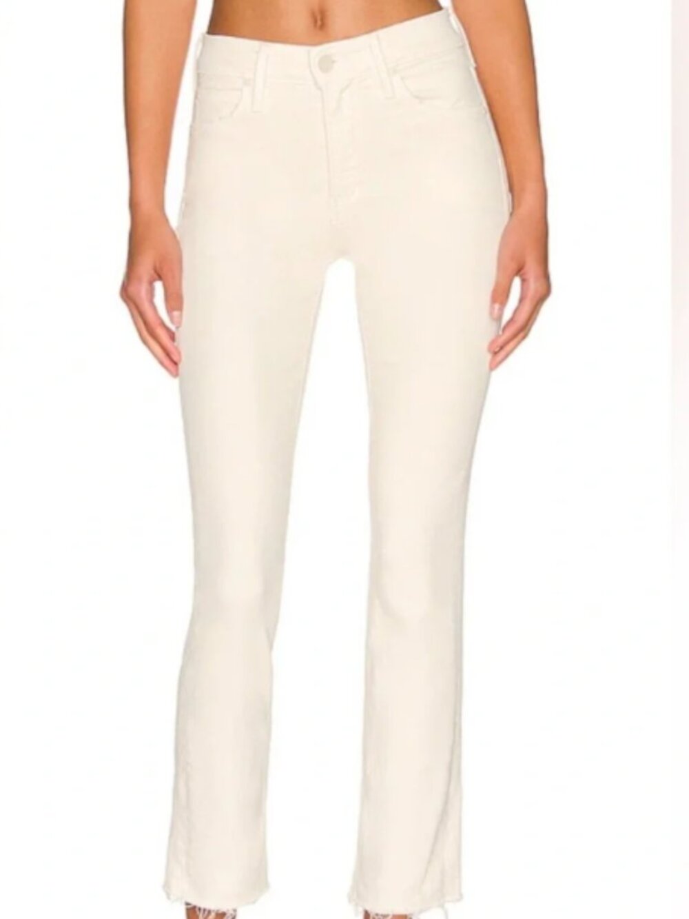 Mother The Mid Rise Dazzler Crop Fray in Cream Puffs size 25